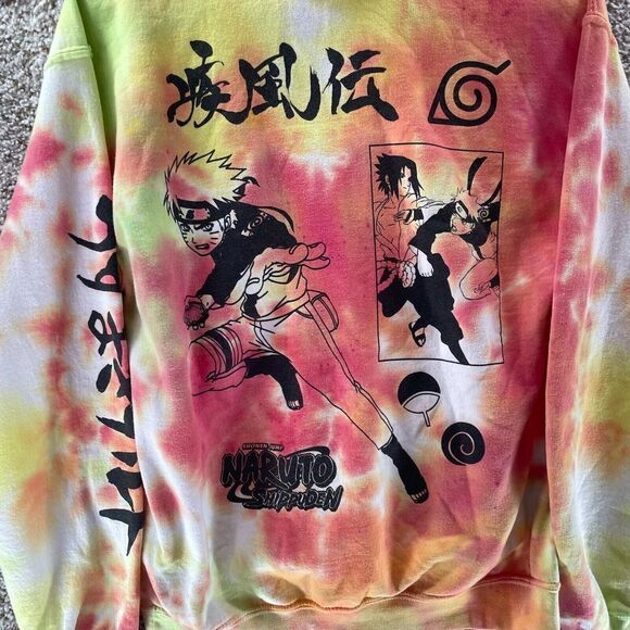 Naruto Shippuden Hoodie Sweatshirt Adult Small Tie Dye Pullover Shonen Jump Logo - Picture 10 of 11